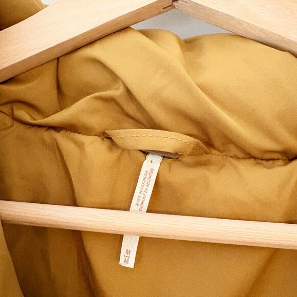 Free People Heidi Ski Puffer Jacket Mustard Chevron Color‑Block Zip Front Size M - Picture 4 of 12